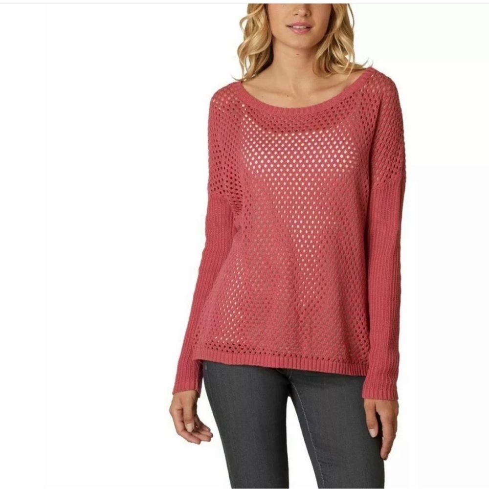 Prana Parker Sweater - Women's Size L, Red Slate Chunky Knit Fisherman